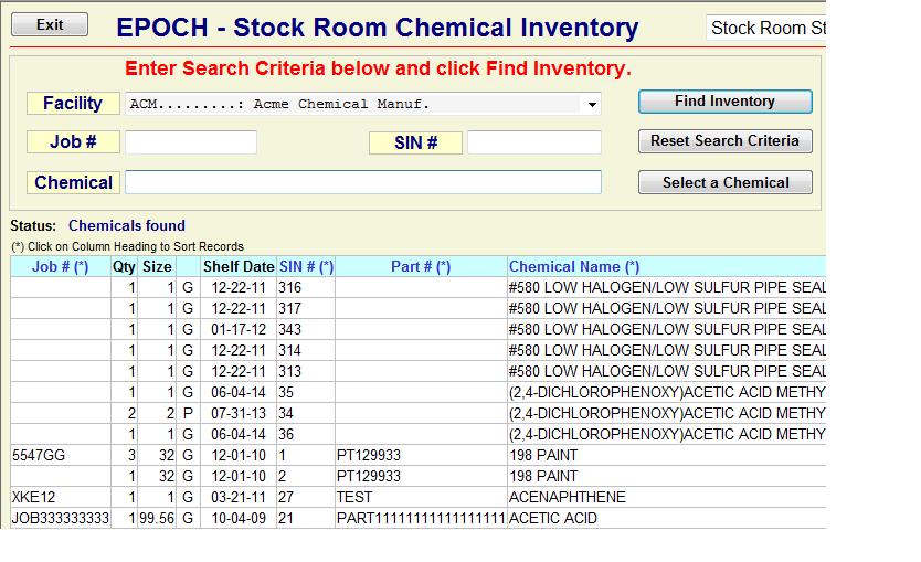 View Stock Room Inventory via the Web