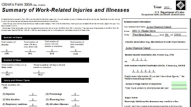 View and Print OSHA 300A Report